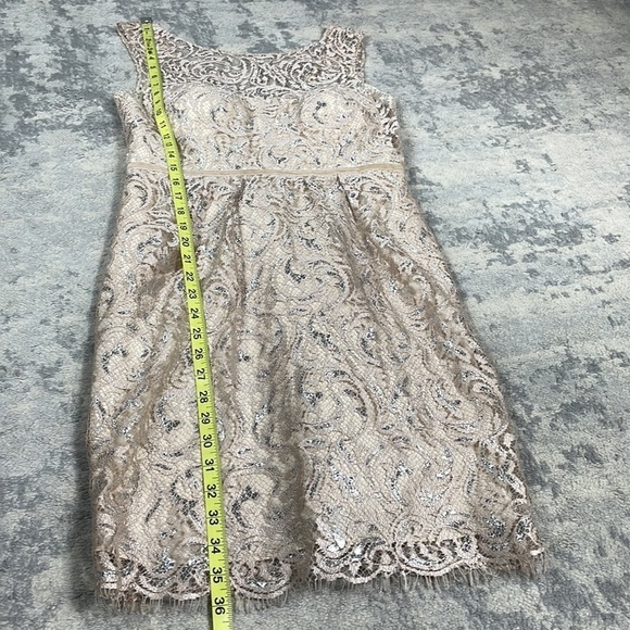 Jenny Yoo Collection Harlow Dress Lace Sweetheart Mini Cream Metallic Sz 4 - Picture 6 of 13